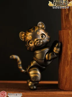 Bronze Tiger Talisman with Gold Inscription Fuzi Action Figure JAPAN