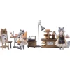 Tea Time Cats Scene Bread House Clerk & Customer Set Figure JAPAN OFFICIAL